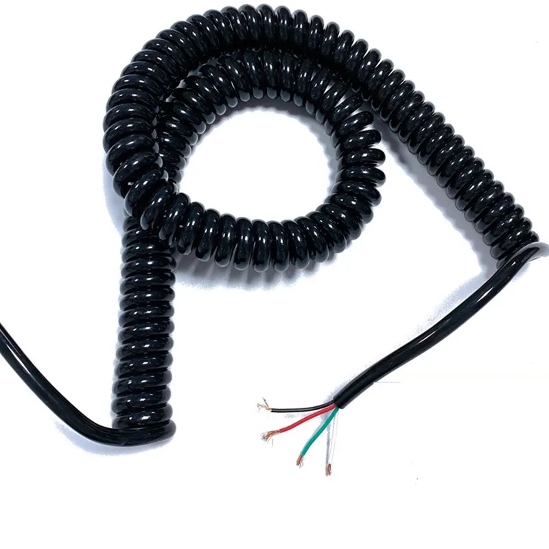 Фото Пружинный полиуретановый кабель, провод, 4 ядра, 20, 26, 22 Awg, растягивающийся 1, 2, 3, 4, 5, 6, 7, 8, 9, 10 метров, спиральный Телескопический провод №1