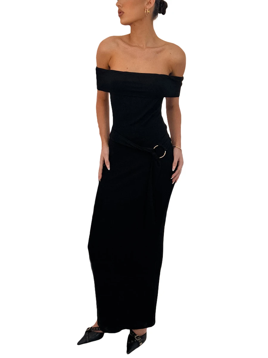 

Женское летнее платье с открытыми плечами и открытой спиной