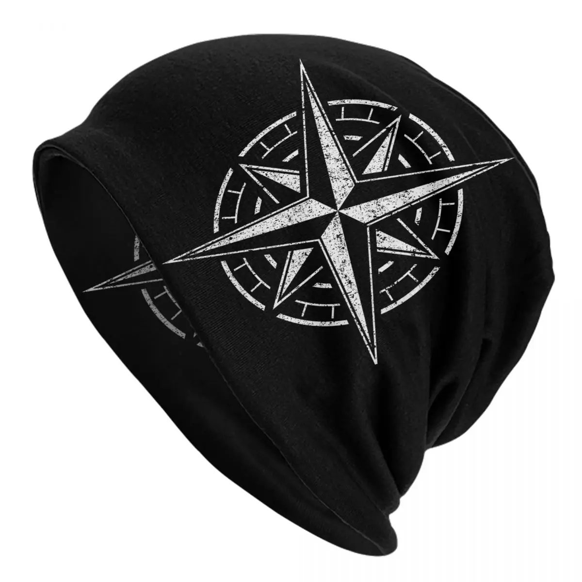 Compass Rose With Grunge Effect Adult Men's Women's Knit Hat Keep warm winter Funny knitted hat
