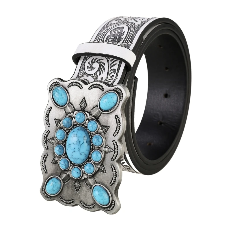 Bohemian-Waist Belt for Women Turquoise Beaded Wide Belt Decorative Waistband