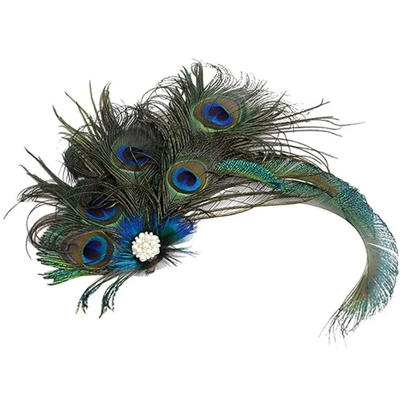 Вуалетка в виде павлиньих перьев 1920s головной убор Свадебная заколка для волос