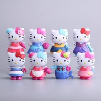 hello kt anime figure kawaii sanrio kitty cat pink cat japanese action figures cake decor car ornaments collections gift for kid