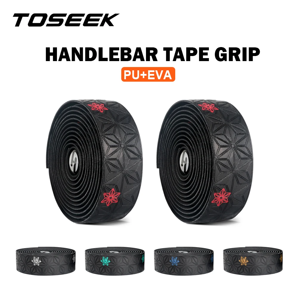 

TOSEEK Soft Road Bike Bicycle Handlebar Cork EVA PU Bar Tape Professional Cycling Damping Anti-Vibration Wrap With 2 Bar Plug