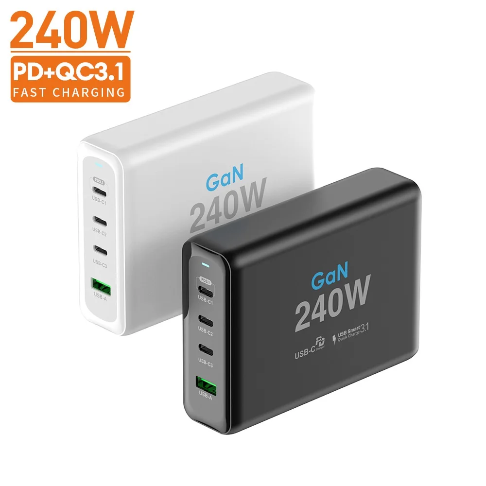 

New 240W Super Fast Charging Multi port GaN Desktop Charger for Mobile Tablet Notebook Fast Charger