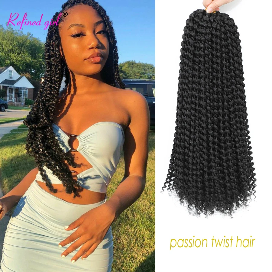 

Water Wave Curly Crochet Hair For Passion Twist Braids Black Brown Free Tress Synthetic Braiding Hair Extensions 22 strands/pack