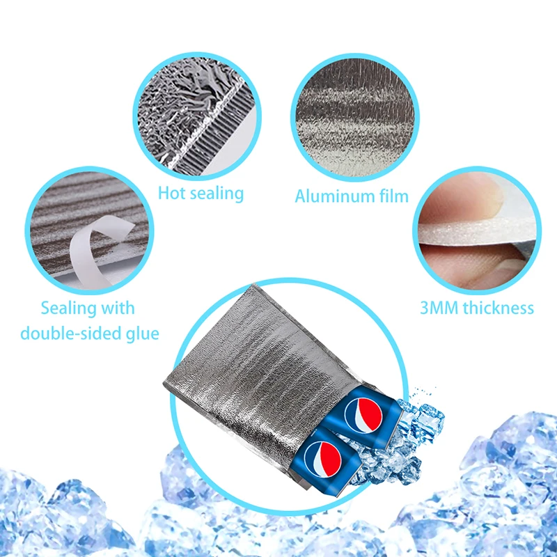 

5/10 шт. одноразовые мешки для горячей/холодной изоляции с клейкой перезаряжаемой водонепроницаемой алюминиевой фольгой, пакет для доставки пищевых продуктов YN17