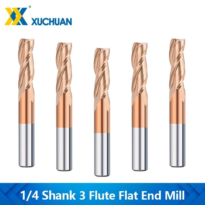

Carbide End Mill 1/4-Inch Shank 3 Flute CNC Router Bits TiCN/Nano Blue Coated Spiral Milling Cutter for Woodworking