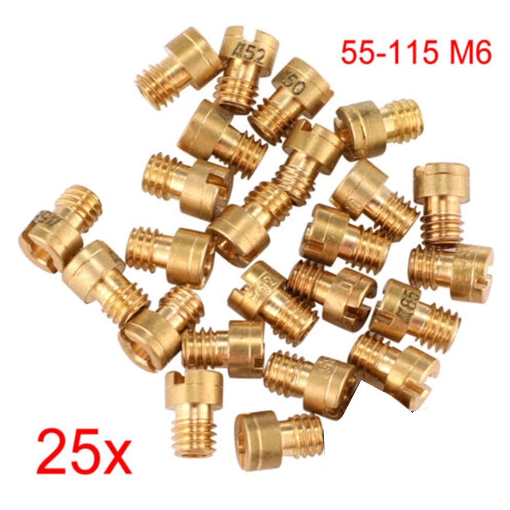 

25pcs Carburetor Nozzle Main Jet 55-115 M6 For Dellorto & Mikuni Carburetors 6mm Main Jet Set For PHVA, PHBH, PHBN, PHVB, PHBG,