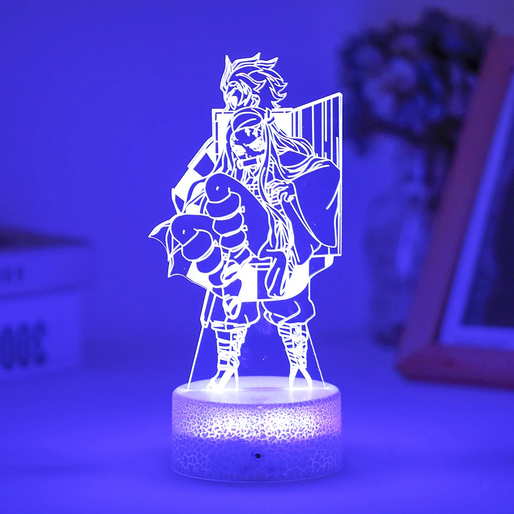 Anime Demon Slayer 3D Bedside Lamp For Kids' Bedroom Decor Zenitsu Nezuko Cartoon Night Light Boyfriend Gifts Kimetsu No Yaiba