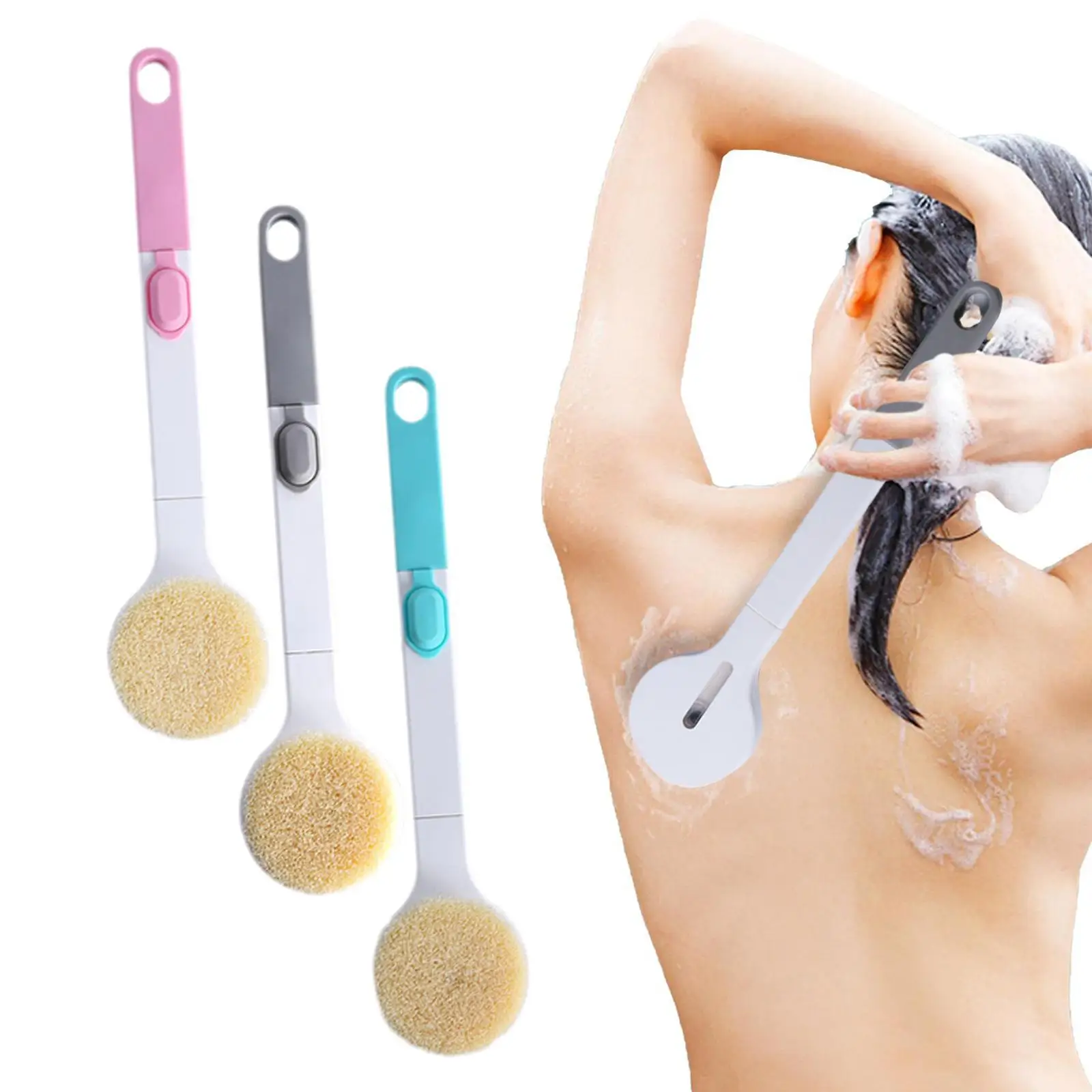 

Щетка с длинной ручкой для ванны и тела, моющиеся щетки для душа с длинной ручкой, мягкий отшелушивающий массажный скребок для женщин и мужч...