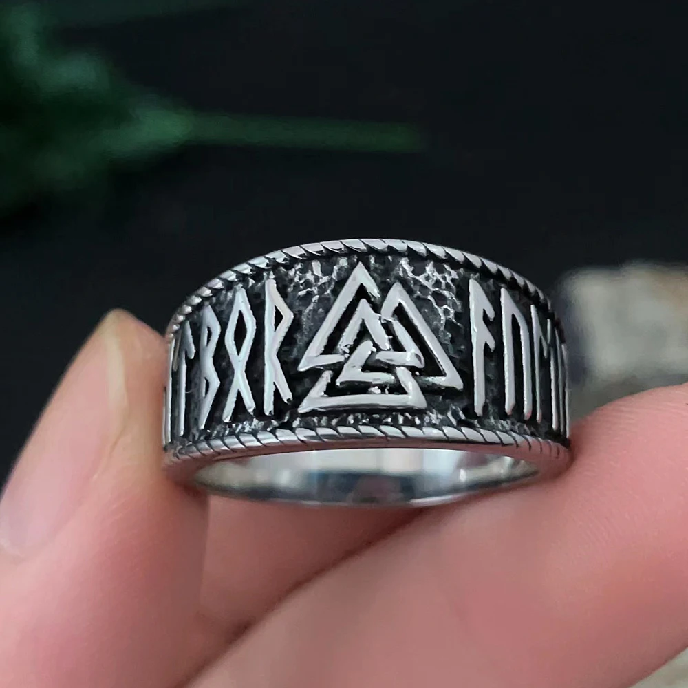 

Vintage Viking Valknut Ring for Men's Punk Hip Hop Nordic Norwegian Amulet Rune Ring Stainless Steel Jewelry Gift Free Shipping