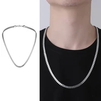punk simple square box chain necklaces for men women creation making supplies neck daily collocation