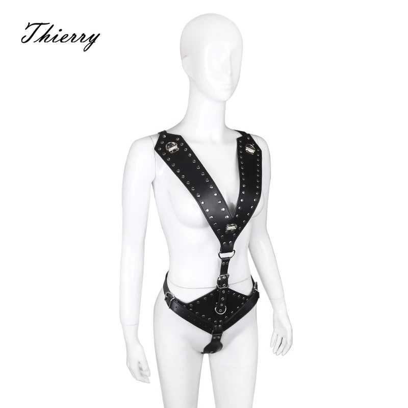 

Thierry Femal Chest Harness Strap with Chastity pants, Fetish Bondage Restraint Clubwear Night Field Wear, Sex Toys For Women