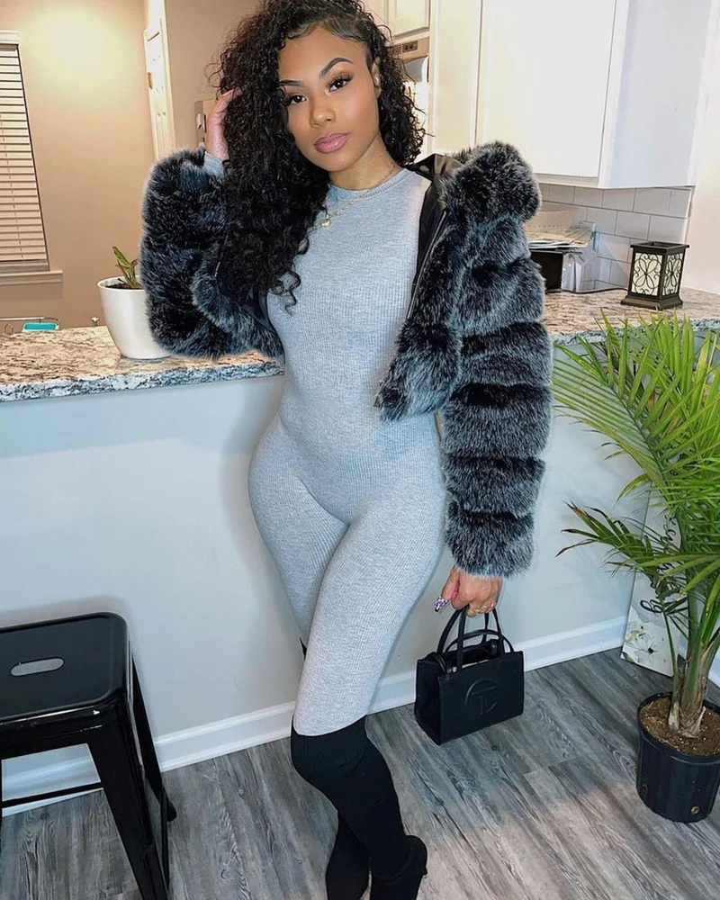 Faux Fox Fur Coat Women Fashion Autumn Winter High Quality Luxurious Party Warm Long Sleeve Slim Short Jackets Furry Coats Femme