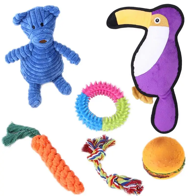 

6PCS Interactive Dog Toy Set Dog Chew Rope Toys Dog Teething Toys For Small Medium Dogs Indoor Outdoor Play