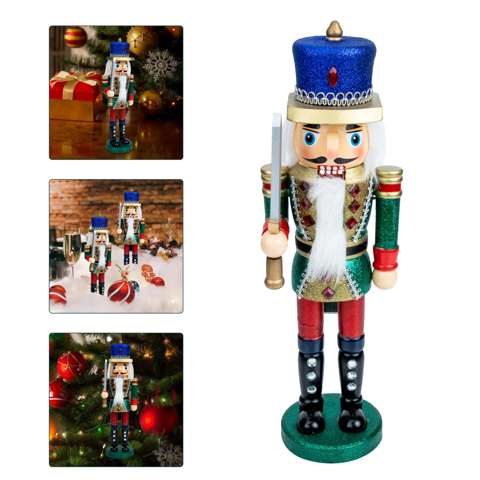 

Nutcracker Christmas Wooden Nutcrackers Soldier Xmas Figures Wood Figurine Decor Decorations Ornaments Craft Decorative Desktop