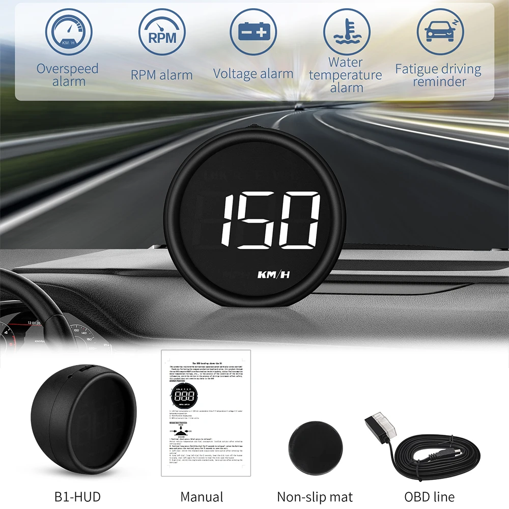 

Новый B1OBD2 EOBD HUD Автомобильный проектор Цифровая скорость Smart Auto KMH MPH Проектор Измеритель пробега Вольтметр Напоминание о усталости вождения