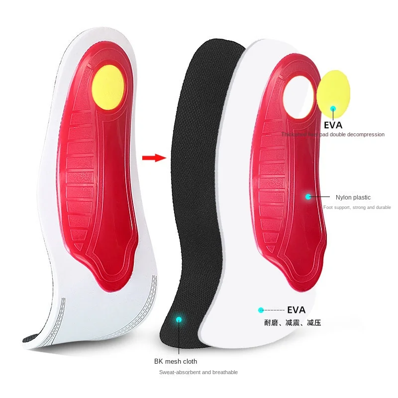 Orthotic Insoles for Sport Breathable Cushion High Arch Support Flatfoot Orthopedic Insoles for Flat Feet X/O Legs Correction