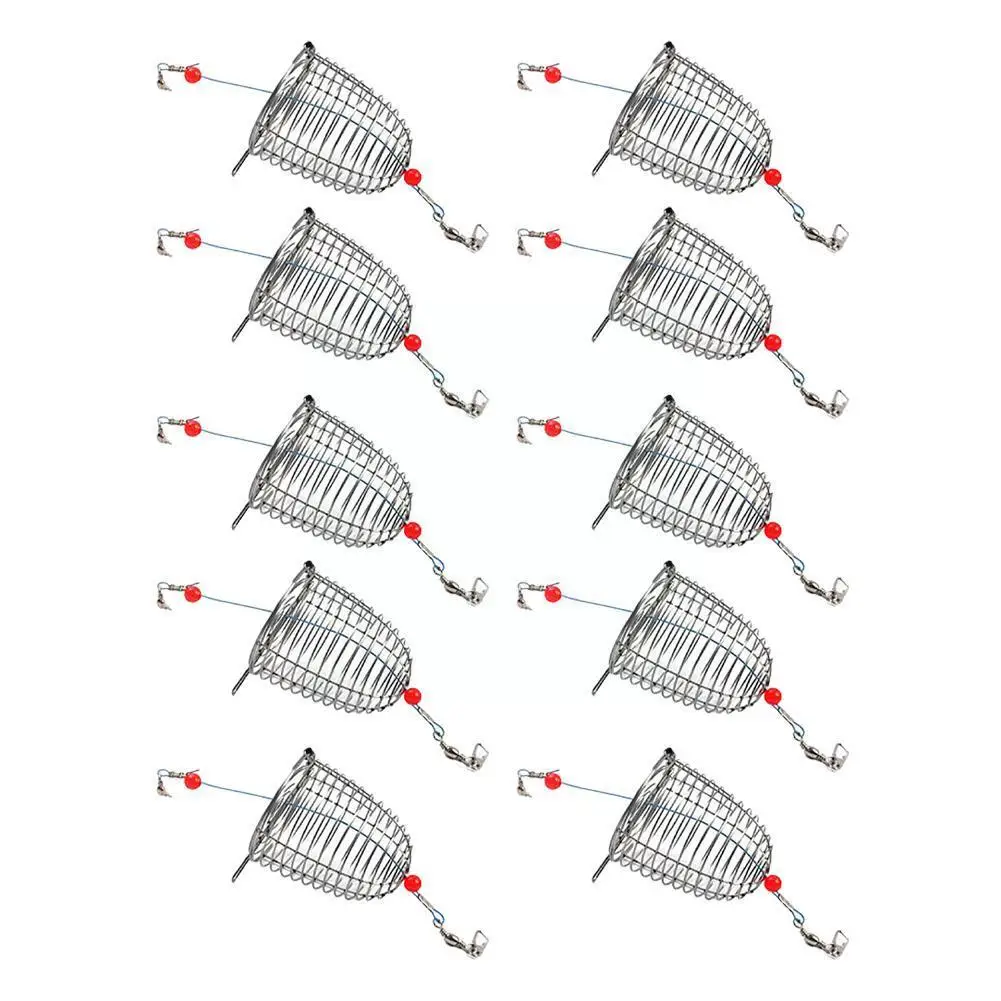 

1Pcs Fishing Trap Basket Feeder Holder Stainless Steel CageBait Accessory Lure Wire Bait Lure Fishing Cage Fishing Fish D8N4