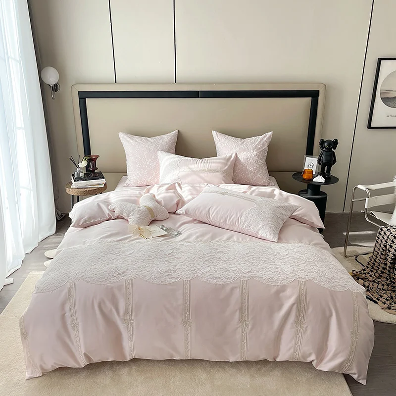 

French Style Elegant Lace Embroidery Princess Bedding 1000TC Egyptian Cotton Quilt/Duvet Cover Set Bed Linen Pillow Sham