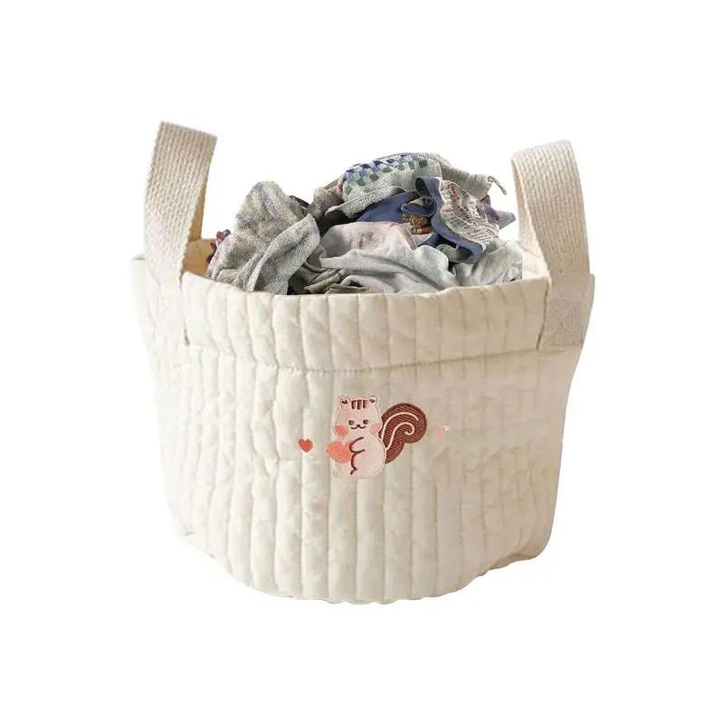 

Toy Baskets Storage Kids Foldable Cotton Storage Basket Toy Storage Bin With Handles Laundry Hamper Blanket Clothes Towels