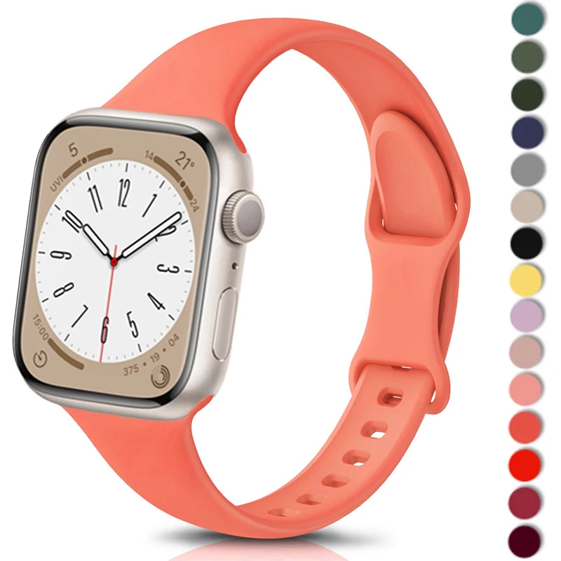 

Тонкий ремешок для Apple watch band 44 мм 45 мм 40 мм 38 мм ultra 49 мм, силиконовый спортивный смарт-браслет correa iWatch series 6 se 5 4 3 7 8
