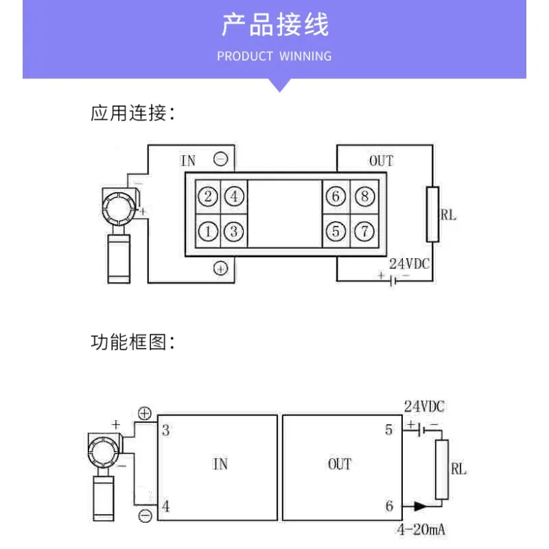 WS2025 Входной передатчик тока Двухпроводной выход изоляции сигнала