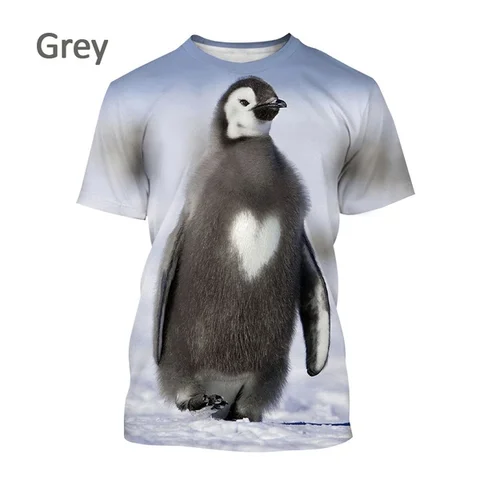 Женская футболка с коротким рукавом, круглым вырезом и принтом пингвина