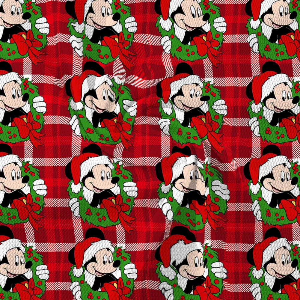 

50*145 Christmas Mickey Bubble Cotton Fabric For Sewing Patchwork DIY Quilting Sew Children Clothes Dress Needlework Material