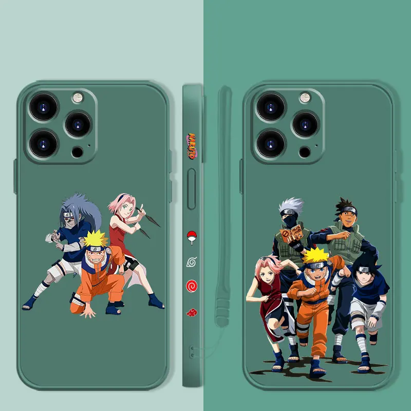 

Candy Color Silicone Case For iPhone 13 12 11 Pro Max Mini X XR XS Max 7 8 6 6s Plus SE Liquid Cover Naruto Attack Fighting