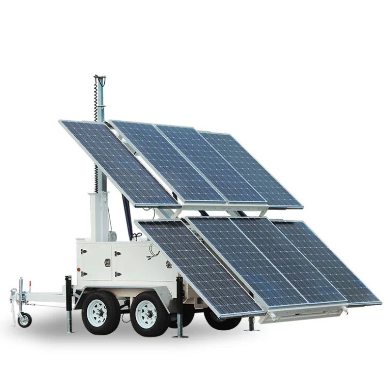 

500W wind turbine PV solar Panels portable mobile transport trailer Hybrid Wind Solar Power System for home