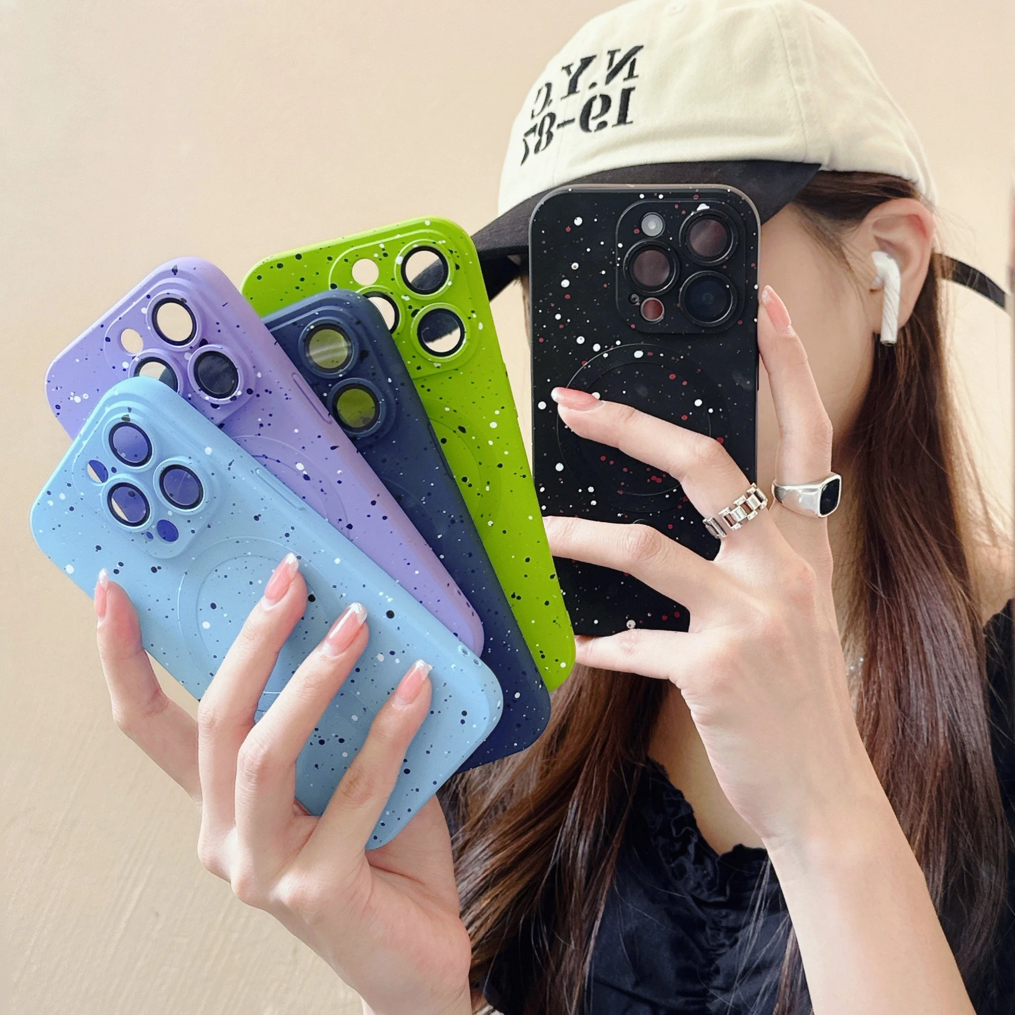 

Silica Magnetic Phone Case For iPhone 11 12 13 14 Pro Max 14Plus Glass Lens Protector Silicon Shockproof Wireless Charge Cover