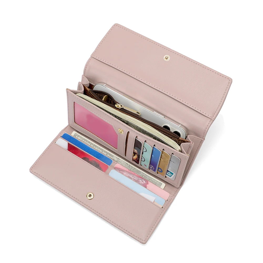 Three Fold PU Leather Card Holder Buckle Women Money Clip Airpods Protective Sleeve Popular Fashion Purse Exquisite Workmanship