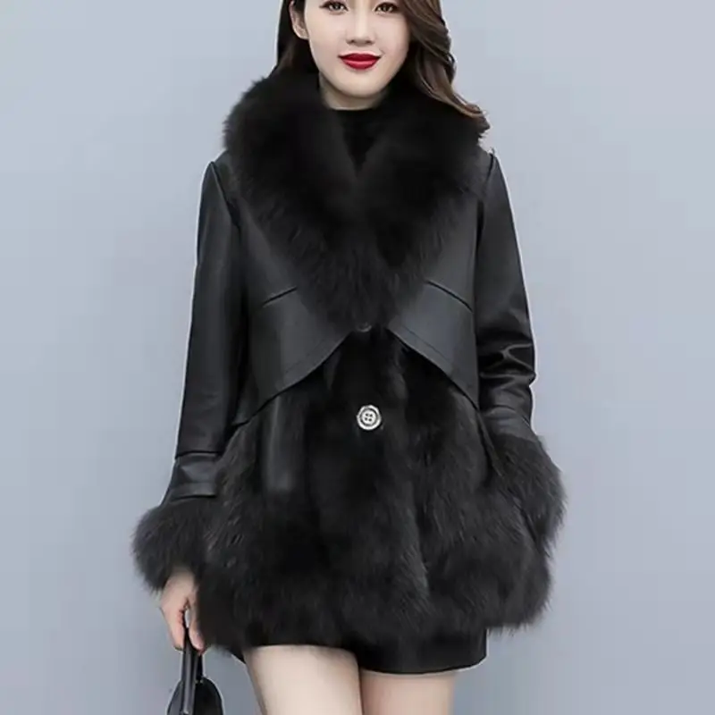 New Product Women Coat Coats Fur Mink Fur Thick Winter High Street Other Slim Real Fur Fur Coat Women