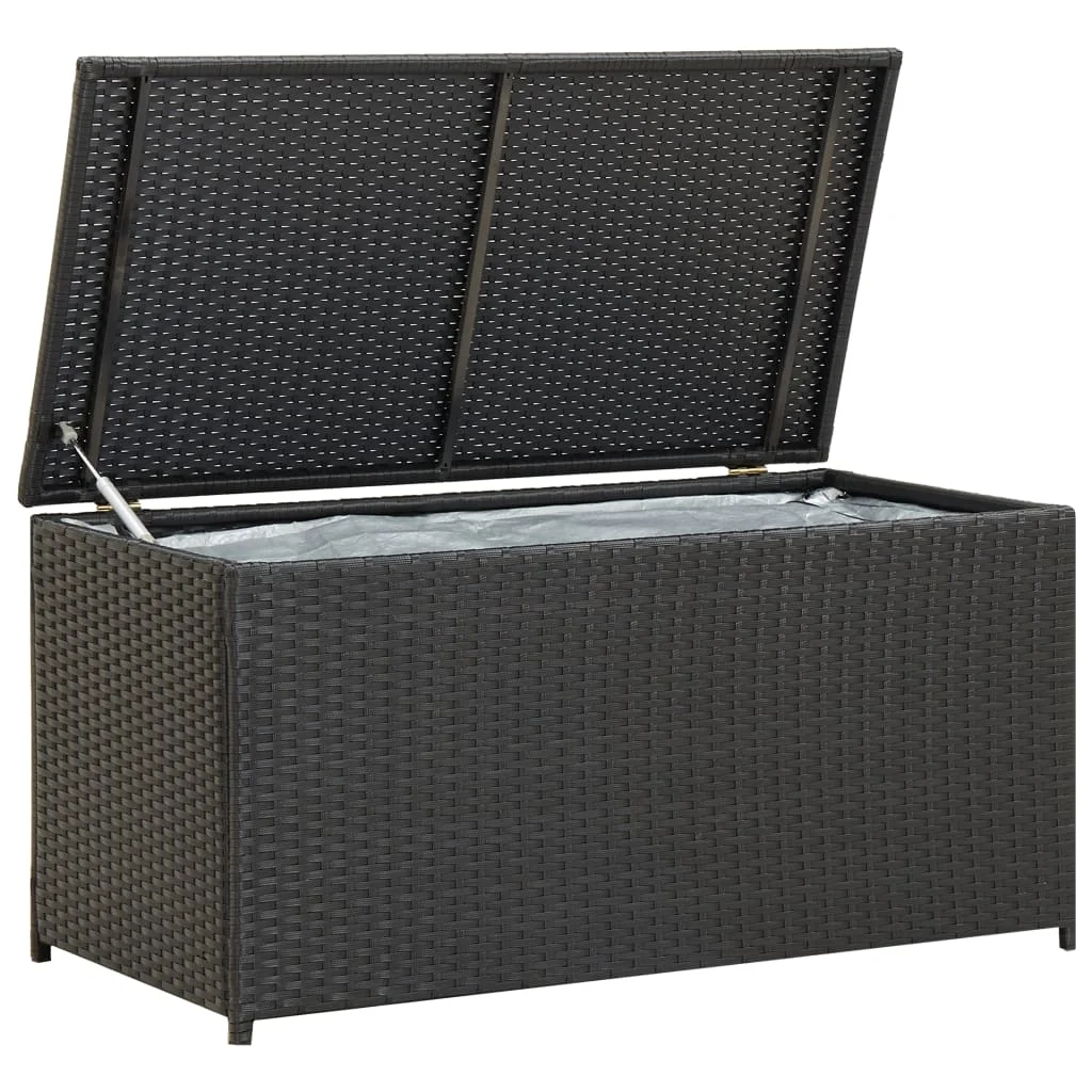 

Patio Storage Box, Poly Rattan Outdoor Storage Cabinet, Courtyard Decoration Black 100x50x50 cm