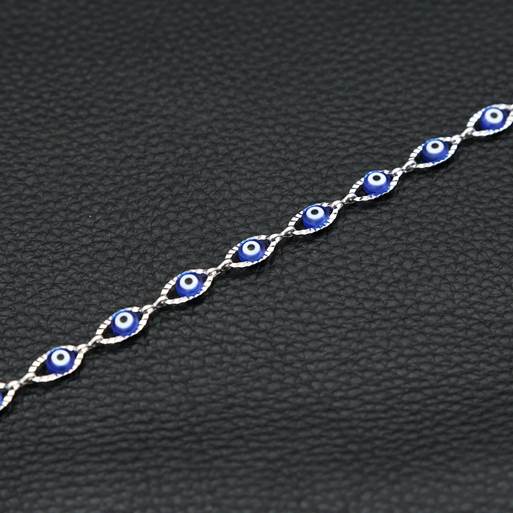 Фото Новые простые турецкие браслеты Lucky Evil Eye из нержавеющей стали для женщин и мужчин, амулет в стиле панк, модные украшения, подарки для пар, дропшиппинг №5