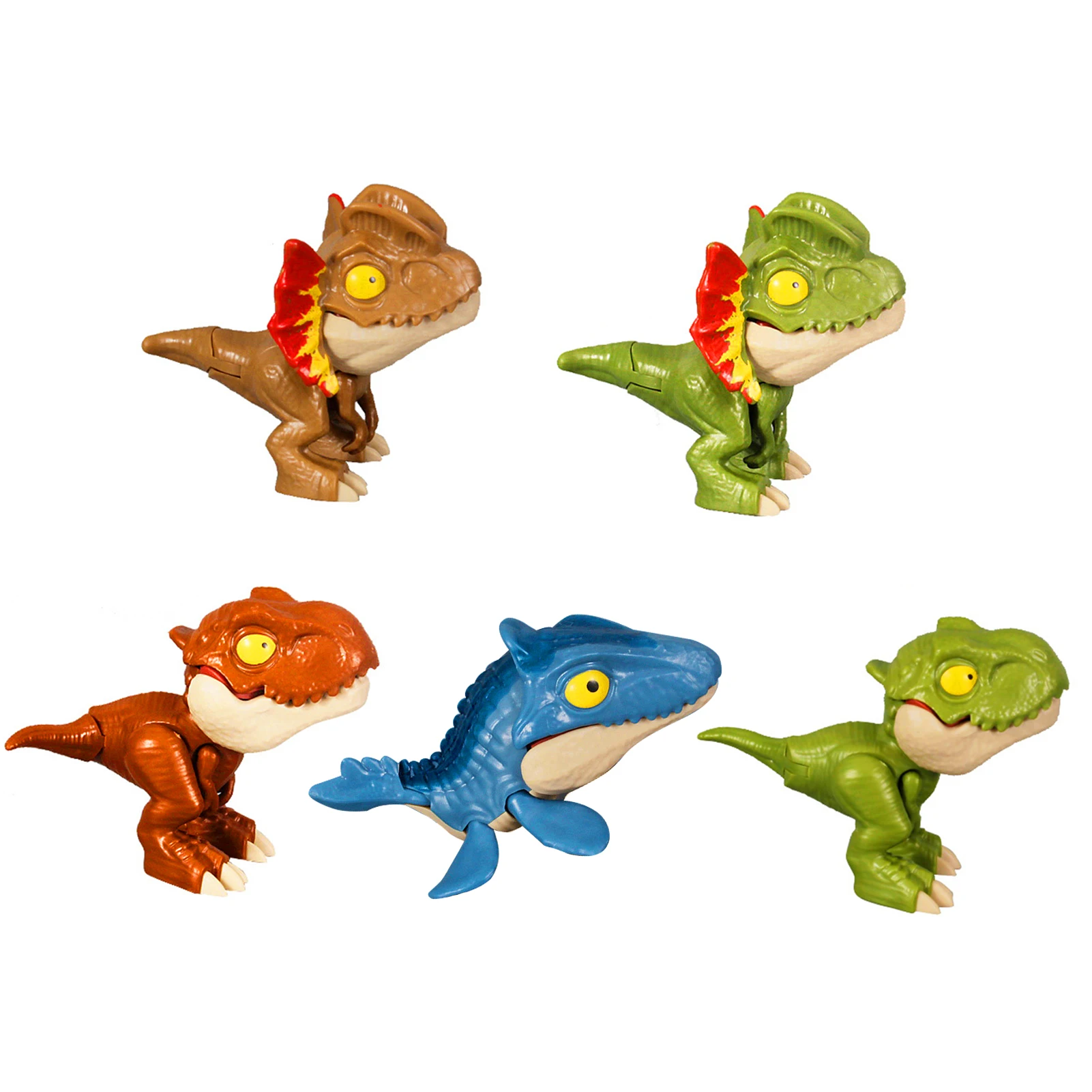 

5pcs/set Biting Hand Craft Tyrannosaurus Model Interactive Home Decor Tricky Desktop Ornament Finger Dinosaur Toy Action Figure