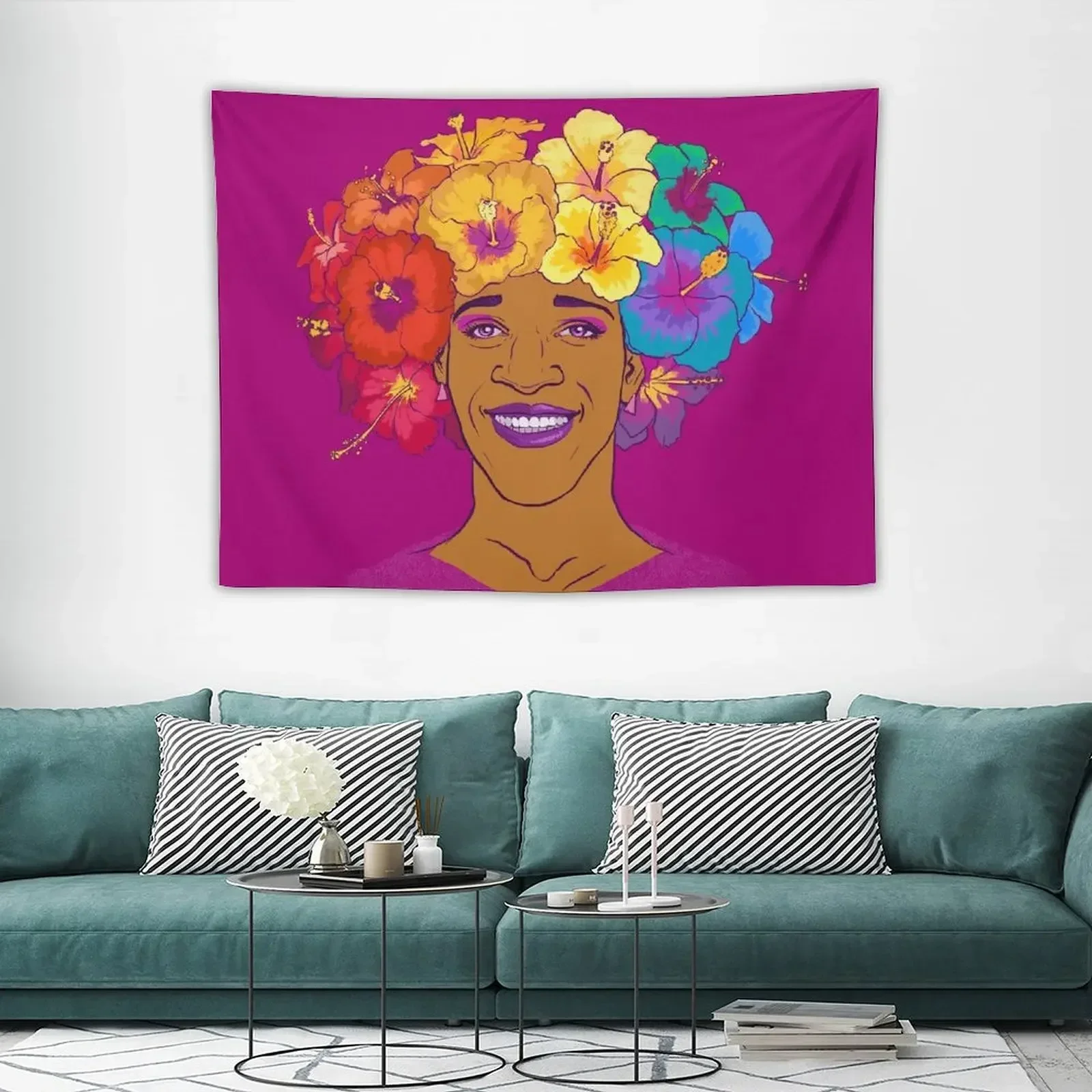 Гобелен Marsha Johnson с изображением героя и иконы декоративный настенный гобелен для