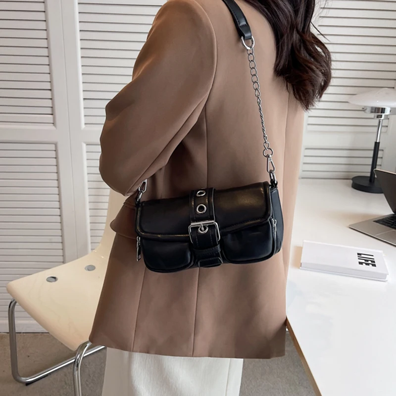 

New Design Solid Color Handbags Women 2022 PU Leather Fashion Chain Shoulder Crossbody Shopping Bag Lady Classic Vintage Handbag