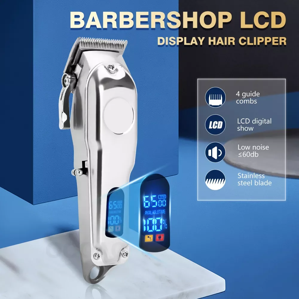 

Barber Hair Clipper LCD Display For Men Professional Hair Cutting Machine Rechargeable Cordless Hair Trimmer Men's Shaver