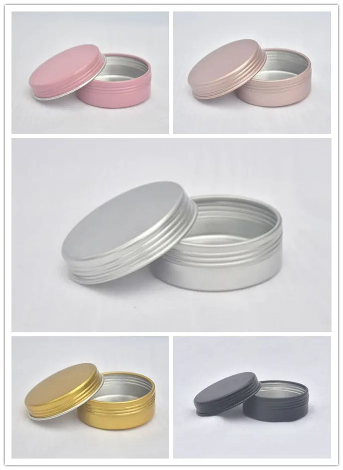 

50Pcs 5g 10g 15g 20g 5 color Aluminum Jars Empty Cosmetic Makeup Cream Lip Balm Gloss Metal Aluminum Tin Containers