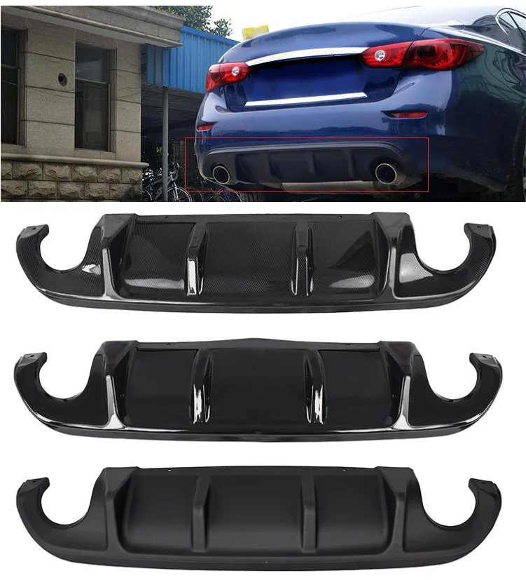

Car rear bumper lip splitter spoiler For Infiniti Q50 2014 2015 2016 2017 ABS Exhaust Spoiler Plate Cover Splitter