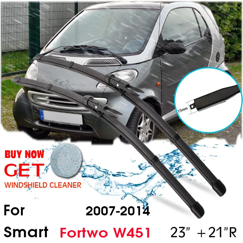 

Car Blade Front Window Windshield Rubber Silicon Refill Wiper For Smart fortwo W451 2007-2014 LHD / RHD 23"+21"R Car Accessories