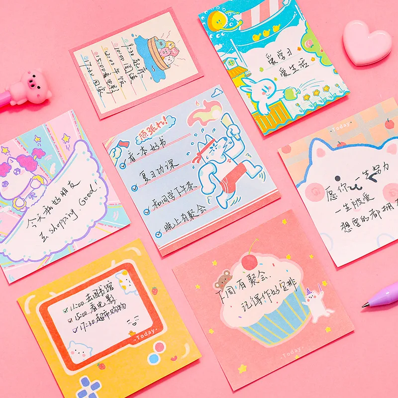 

100Sheets Japanese Cartoon Cute Sticky Notes Scrapbooking DIY Kawaii Memo Pad Diary Message Memo Sheets School Stationery