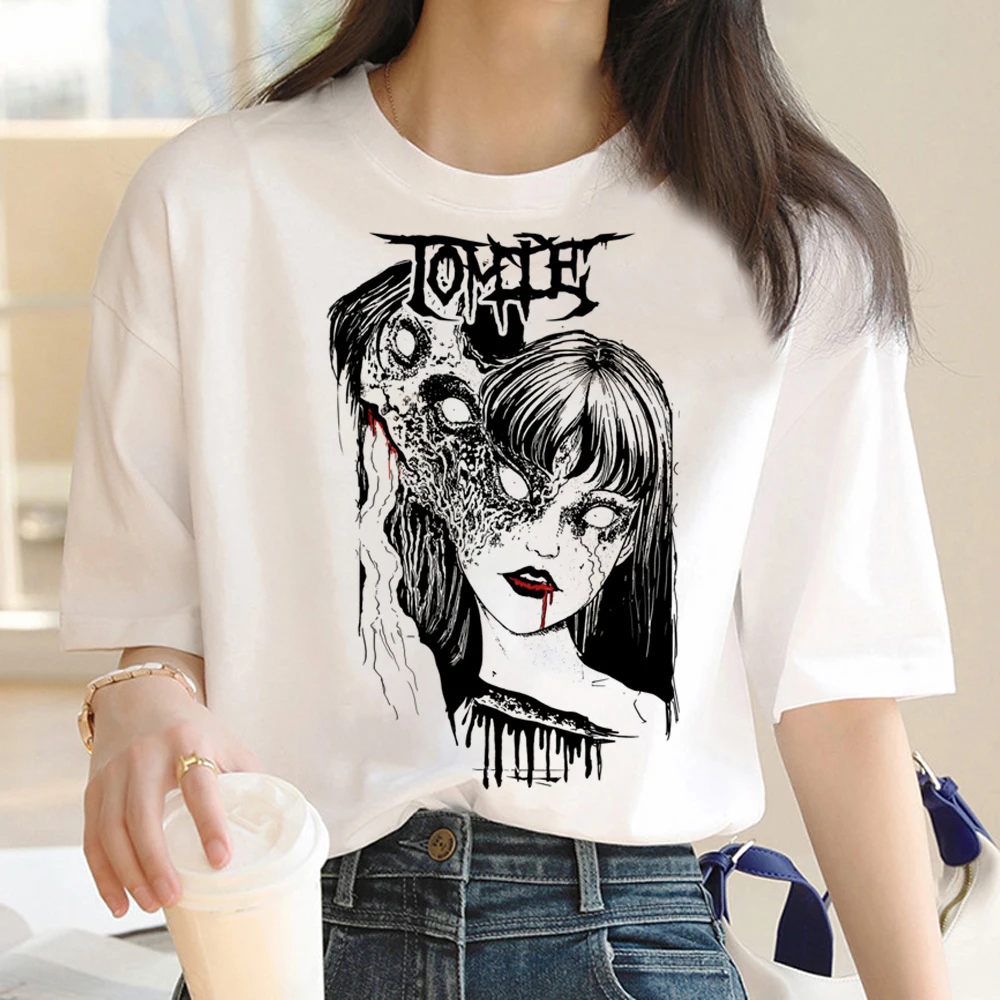 

Топ Junji Ito, женская уличная одежда, дизайнерская графическая футболка, одежда для девушек с рисунком манга, аниме