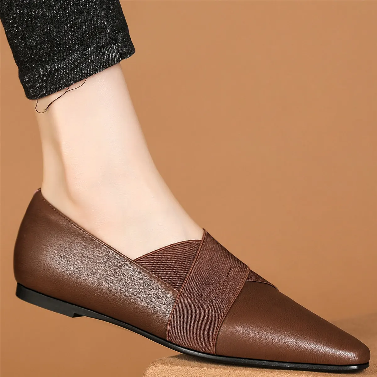 2023 Platform Oxfords Shoes Women Belt Buckle Genuine Leather Low Heels Pumps Female Pointed Toe Fashion Sneakers Casual Shoes