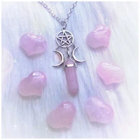 cute triple moon goddess hexagon crystal pendant chain necklace for women gril gift pentagram stone charm jewelry