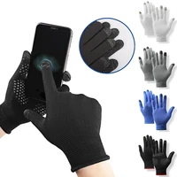 women men thin knitting gloves unisex solid color gloves breathable cycling mittens non slip touch screen 1 pairs soft sports