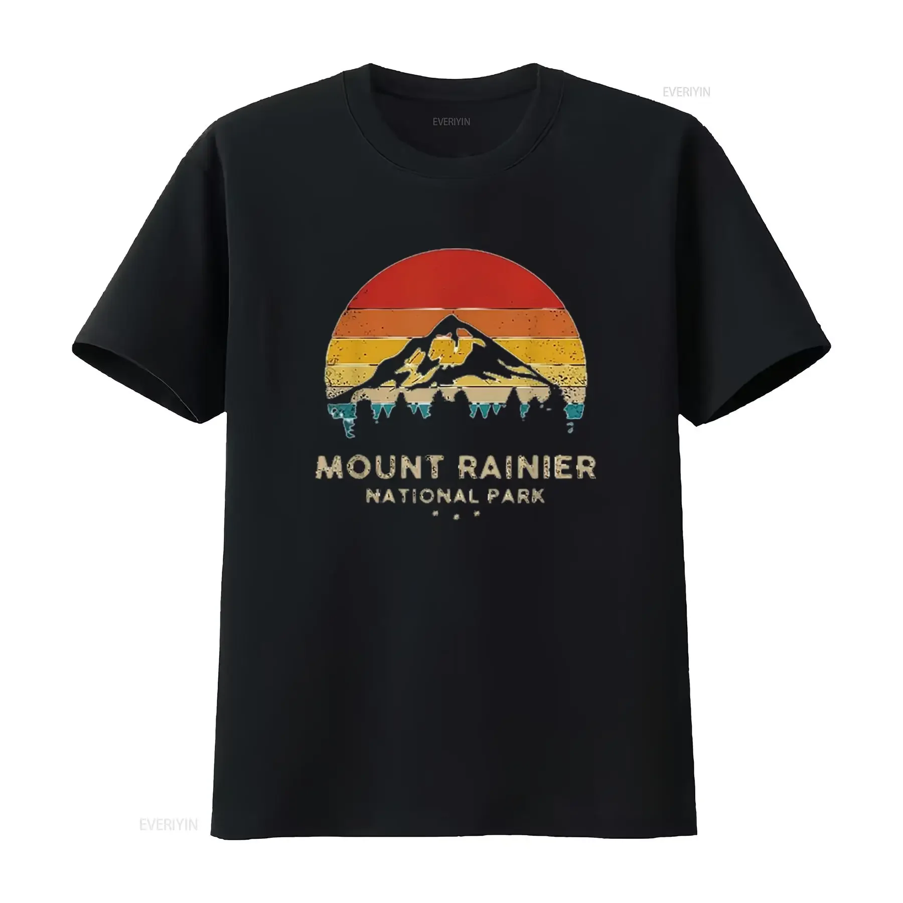 Фото Мужская футболка Mount Rainier National Park в стиле ретро, белая винтажная стираная дышащая модельерская одежда, удобная №1