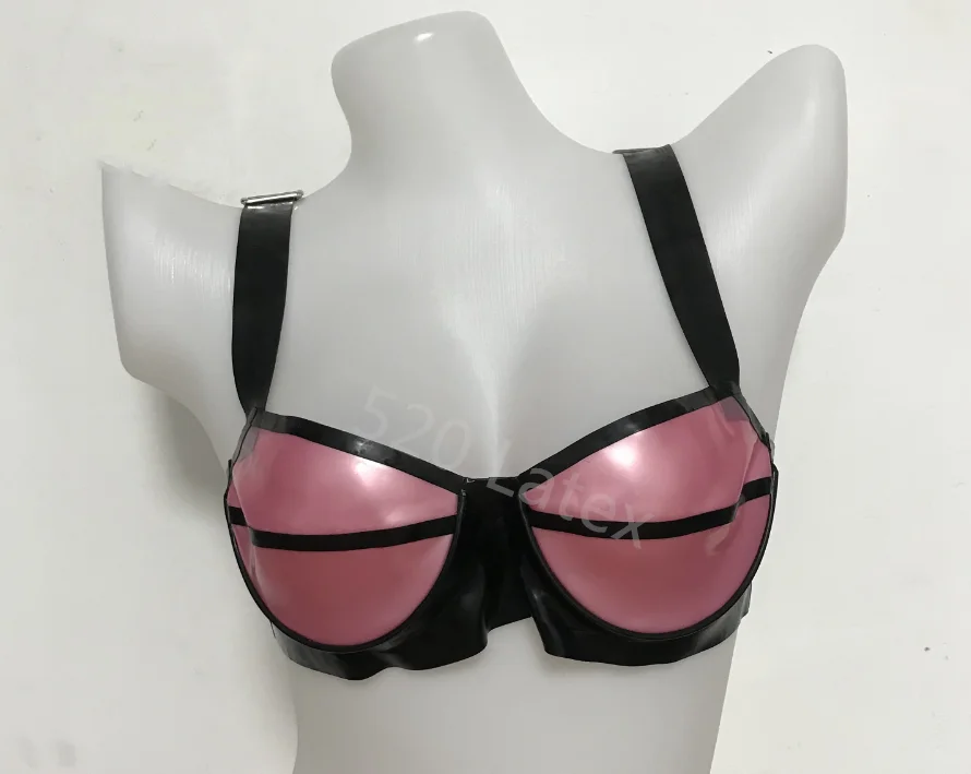 

Sexy Black Fetish Latex Bra Underwire Underwear Adjustable Strap with Back Buckle